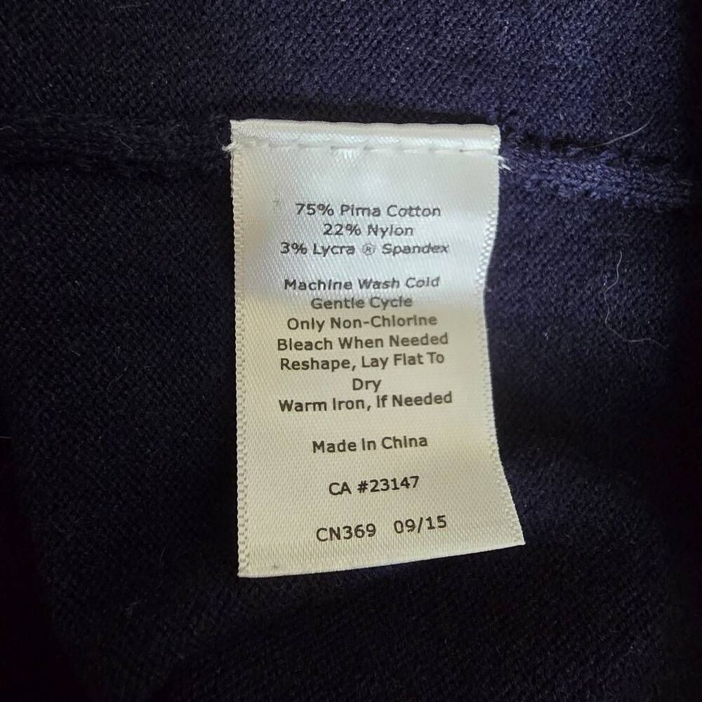 Talbots Cardigan Navy Blue Pima Cotton Pocket Button Front Sweater Small - Picture 6 of 11
